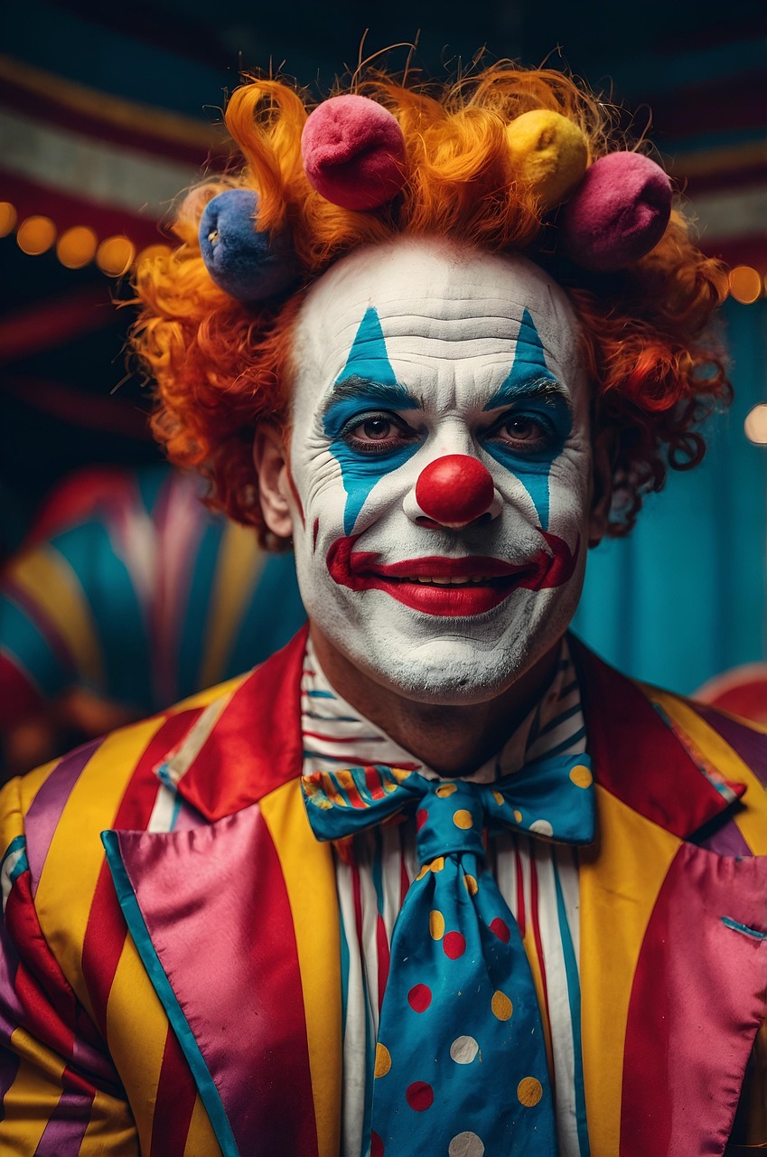 clown, circus, carnival, tent, entertainment, artist, event, show, festival, amusement